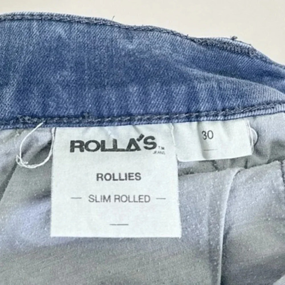 Rollas' Rollies Slim Rolled Dark Wash Blue Skinny Jeans - Picture 9 of 16